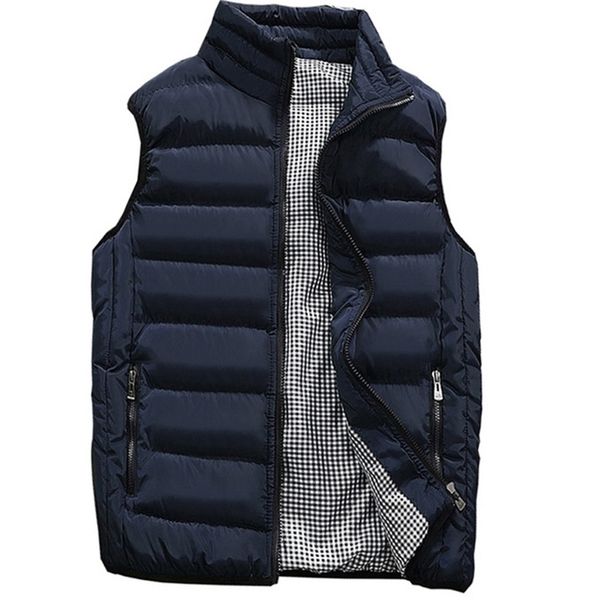 

casual vest men autumn winter jackets thick vests man sleeveless coats male warm cotton-padded waistcoat men gilet veste hommes 210925, Black;white