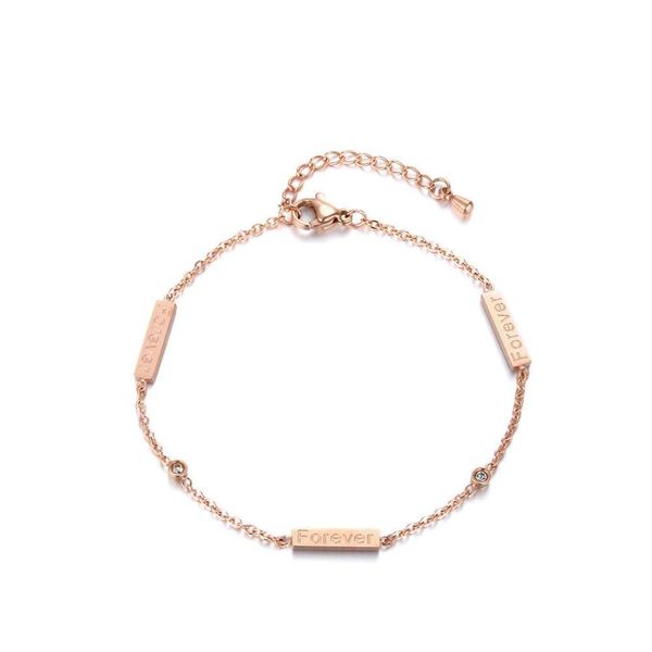

charm bracelets jeemango classic forever & cz crystal chain link bangles jewelry titanium steel charms bracelet for women b18008, Golden;silver