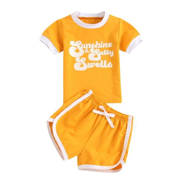 

clothing sets 1-5years fashion baby girls clothes 2pcs letter printed short sleeve t shirts shorts, White