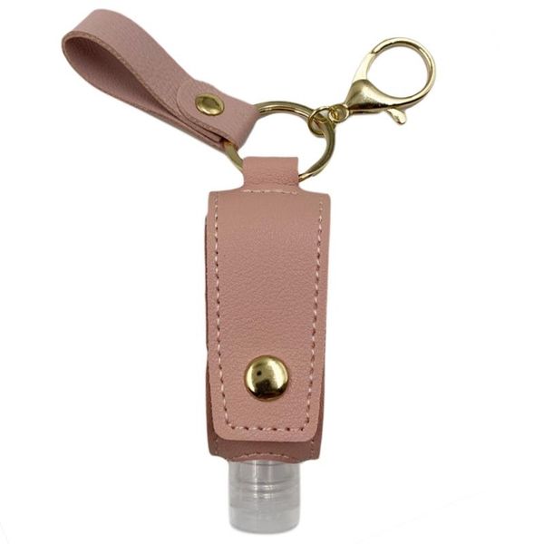 

storage bottles & jars travel hand sanitizer empty refillable bottle with faux leather holder keychain k1kb