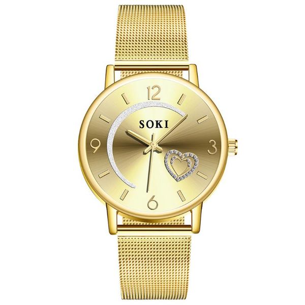 

wristwatches fashion 2021 soki love diamond dial women's watch wristwatch clock gift valentine dropship#7, Slivery;brown