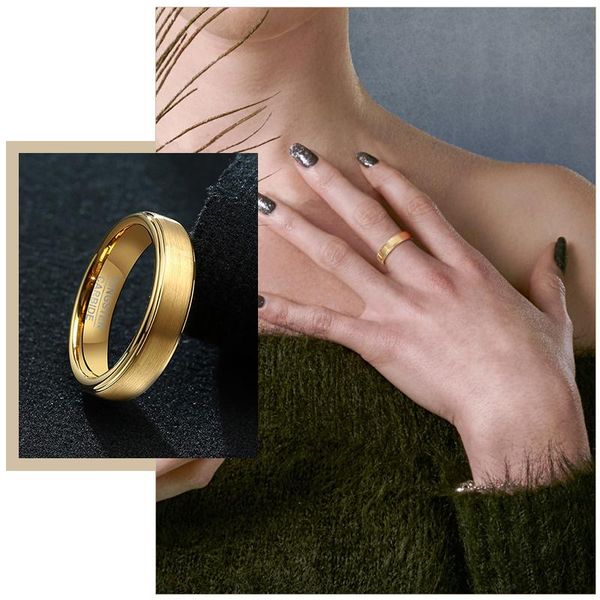 

wedding rings basic plain tungsten carbide for women, 5mm wide finger bands jewelry,us size 6 to 12, Slivery;golden