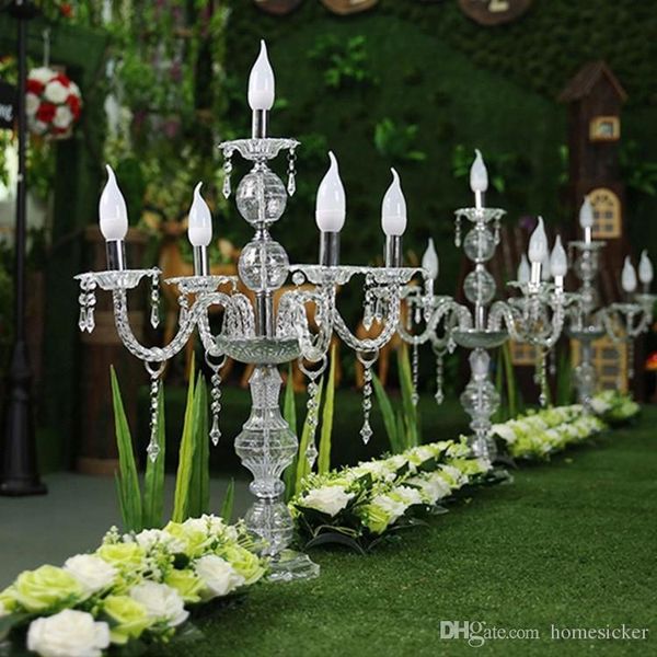 

party decoration 55cm to 150cm tall upscal table centerpiece acrylic crystal wedding candelabras candle holder aisle road leads props