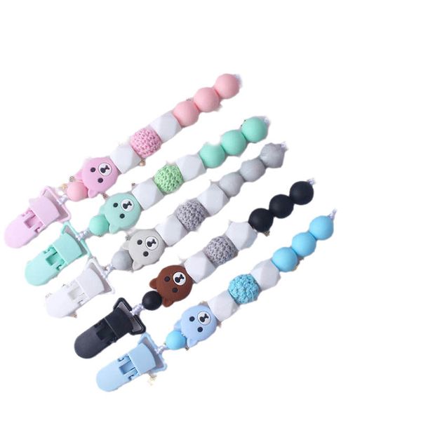 

baby pacifier chain holders clips weaning teething silicone beads infant feeding accessories newborn teeth practice toys food grade soother