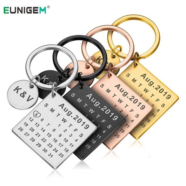

diy keychain personalized calendar keychain hand carved calendar keyring gift for boyfriend girlfriend private custom engraving, Silver