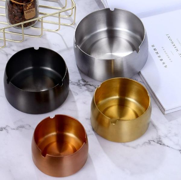 Edelstahl Aschenbecher Gold Schwarz Home Persönlichkeit Büro Wohnzimmer Schlafzimmer 4 Stile Tabak Aschenbecher Halter Tragbare Gadgets SN4435