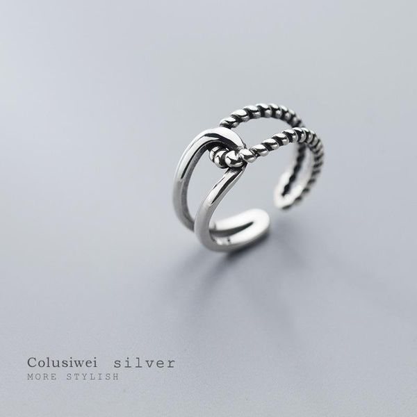 

cluster rings colusiwei geometric simple cross twist finger for women vintage adjustable open band 925 sterling silver fine jewelry, Golden;silver