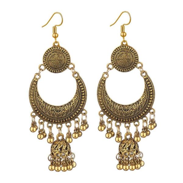 

dangle & chandelier ethnic round jhumka earrings women vintage ladies carved turkish silver color tassel turkey jewelry bijoux