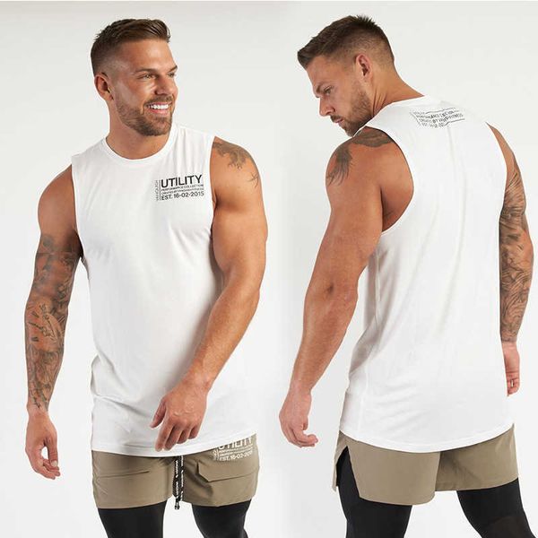 

summer fitness vest men's fitness breathable slim sports trend sleeveless shoulder, White;black