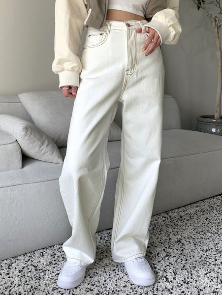 

dazy high waist straight leg jeans k1mz#, Blue