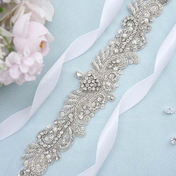 

wedding sashes s402 luxury silk bridal bridesmaid dress belt accessories crystal belts handmade for women dresses, White