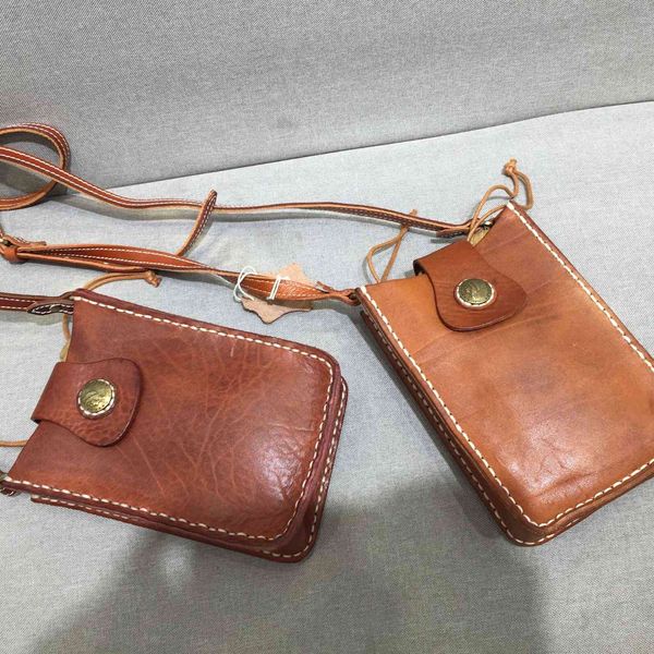 

used clothes accessories leather vegetable tanned cow leather handmade women's single shoulder messenger bag mobile phone bag