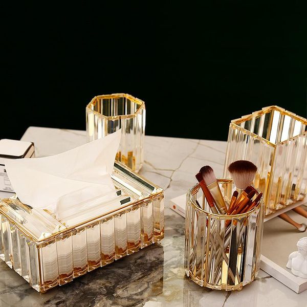 

tissue boxes & napkins caixa de tecido cristal vidro recipiente luxo make-up escova ferramenta organizador cosmÃ©ticos rack armazenamento