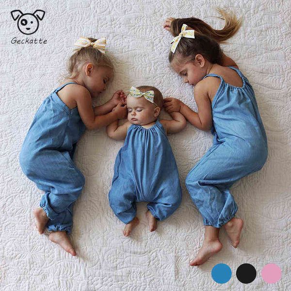 Geckatte Novo Verão Bebé Roupas Roupas Moda Sólida Romper Bebé Roupas New Born Baby Roupas Babygirl Onesie G1221