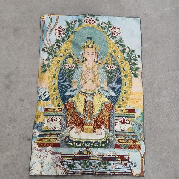 

other arts and crafts 36 inch tibet buddhism silk embroidery seat maitreya buddha thangka painting mural1