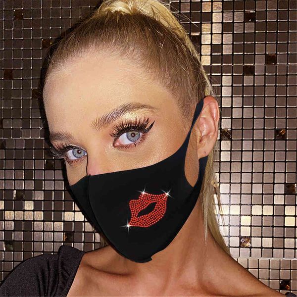 

2021 personality drill water drill red lip jewelry mask female