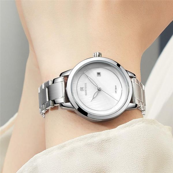 

wristwatches naviforce ladies luxury women watches fashion girl waterproof gift for wife watch quartz wrist relogio feminino, Slivery;brown
