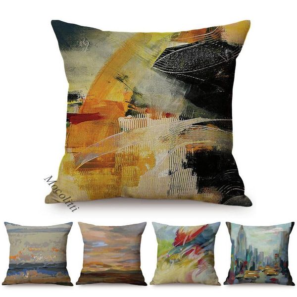 

cushion/decorative pillow modern abstract oil painting decoration cushion cover colorful graffiti art square pillowcase home decor room bed