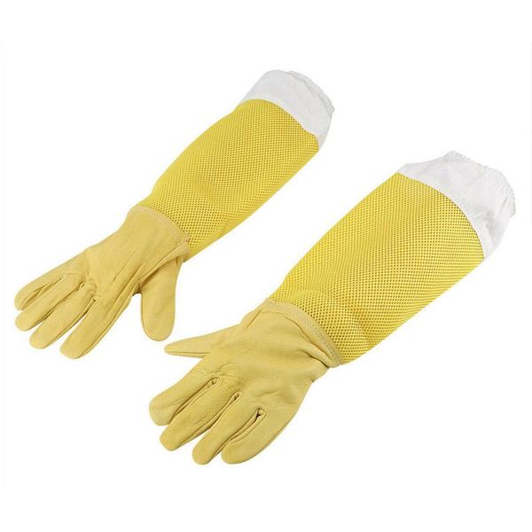 

disposable gloves 2 pairs beekeeping white sheepskin thick canvas anti-bite sleeves 203
