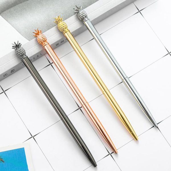 

ballpoint pens metal case pineapple cute stationery office school supplies custom creative gift pen, Blue;orange
