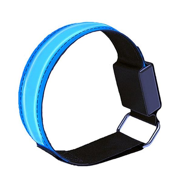 

elbow & knee pads usb charging led luminous night running armband bracelet outdoor sports reflective safety belt bicycle cycling arm band, Black;gray