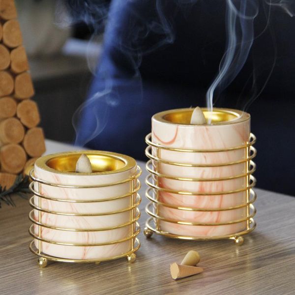 

fragrance lamps simple modern fashion ceramic incense burner middle east arab gold metal holder censer base home decor
