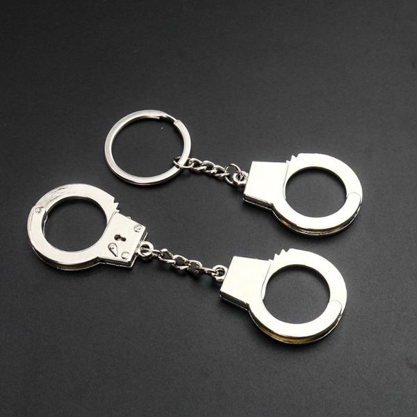 

keychains simulation mini one-handed handcuffed metal couple keychain exquisite personality car advertising key ring pendant fun toys, Silver