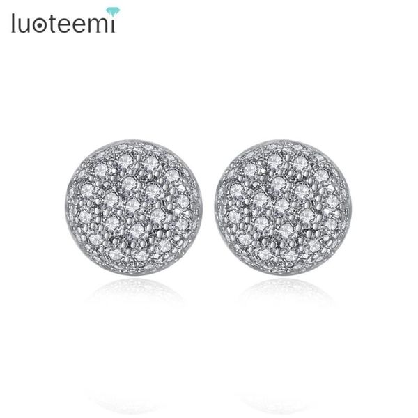 

allakalo fashion half ball stud earrings for women dating micro white/ black cubic zircon three color jewelry gift, Golden;silver