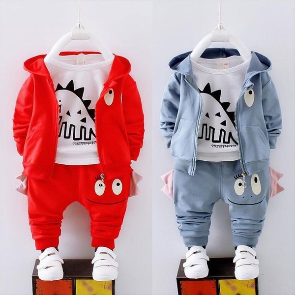 

boys 3pcs outfits spring clothes sets kids fashion cartoon long sleeve hoodies coat pants children tracksuit for, White