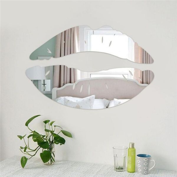 

wall stickers 3d lip shape mirror sticker fashion creative home living room art diy decor surface 1set