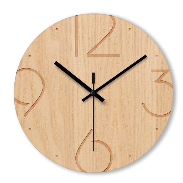 

wall clocks tempered glass face with 3d uv printed wood pattern art nordic decorative clock ornaments home room office