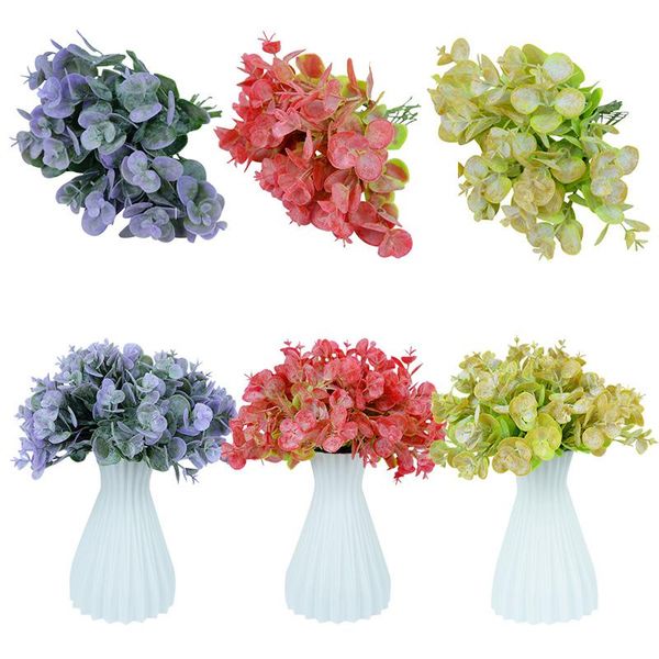 

pcs/lot artificial plastic eucalyptus bouquet fake flower leaf wedding party home decor floral arrangement simulation plants decorative flow