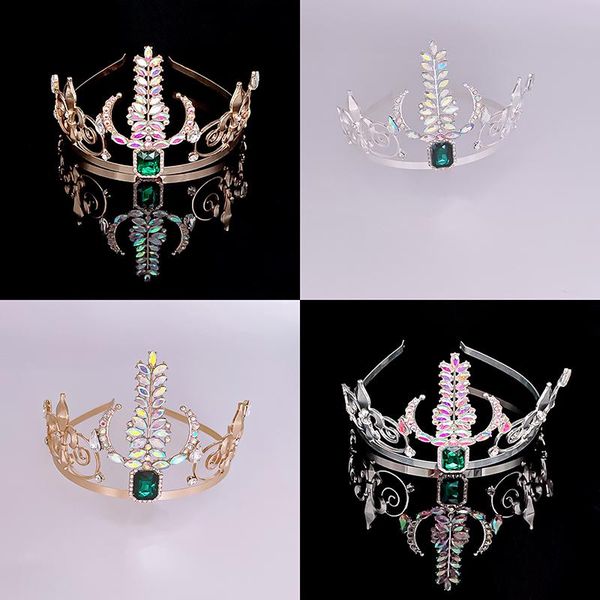

hair clips & barrettes wedding crown gold silver color rhinestone crystal diadem queen princess tiaras bridal jewelry party accessories, Golden;silver