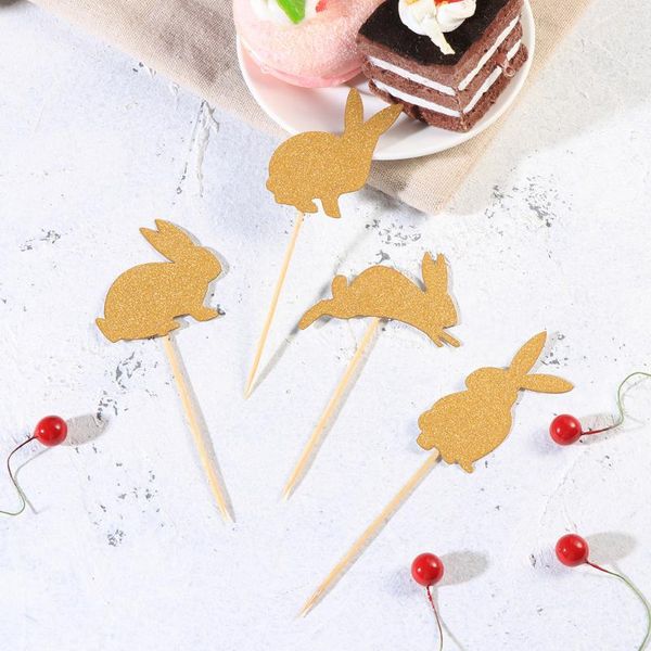 

48pcs easter cake ers glittering picks cupcake decor party supplies (golden) other festive