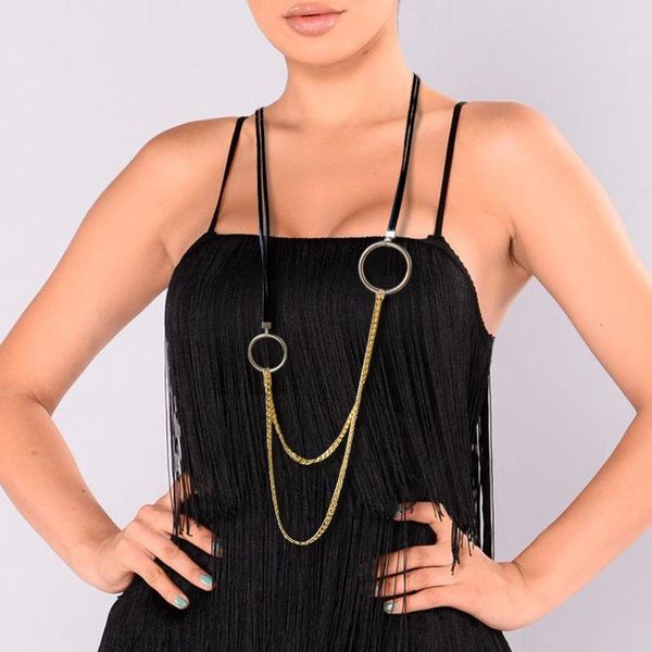 

trendy jewelry necklace fashion style holiday long leather chain bohemia unique plate golden exaggerated statement pendant necklaces, Silver