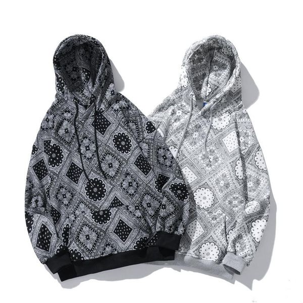 

men's hoodies & sweatshirts 2021 streetwear hip hop hoodie vintage bandana paisley pattern sweatshirt fashion clothing for men pullover, Black
