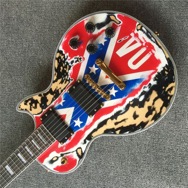 

electric guitar one piece body, neck, rebelaged, quality guitar.