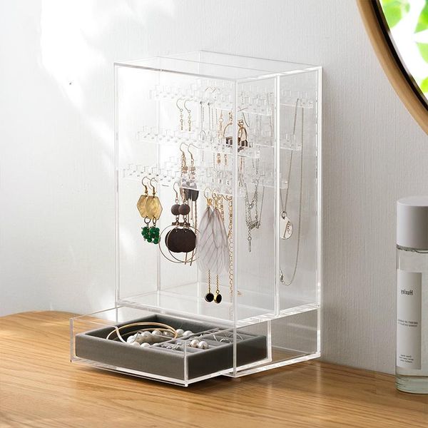 

clear acrylic jewelry storage stand hangable earrings display box transparent organizer for make up boxes & bins