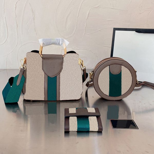 

3 pcs/set women handbag tote bag round cross body bag purse ladies luxury designer bags leather designer handbags shoulder strap
