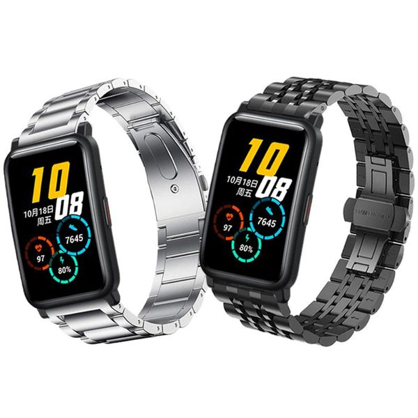 

watch bands for huawei honor es classic metal stainless steel wrist band smartwatch strap bracelet watchbands, Black;brown