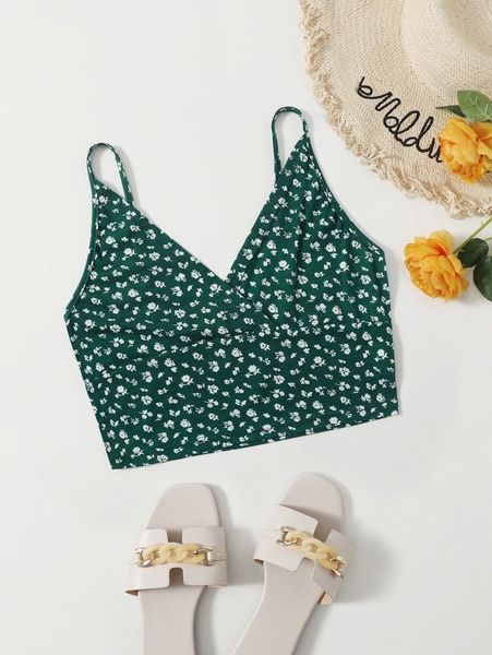

ditsy floral surplice cami b1ar#, White