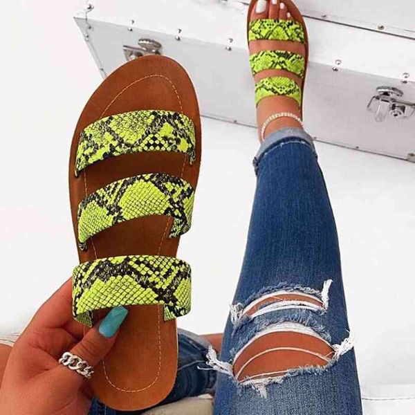 

75% off factory outlet sale snake totem three-layer non-slip outdoor women fashion wild beach shoes sandals flat bottom ladies slippers, Black