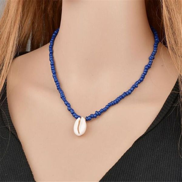 

pendant necklaces bohemian natural shell choker collares fashion boho summer vinatge beads cowrie necklace for women, Silver