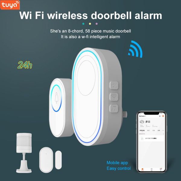 

smart home control tuya wifi doorbell alarm system intelligent wireless strobe siren 58 sound and light compatible 433mhz detectors