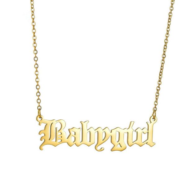 

trend all-match clavicle chain stainless steel babygirl letter necklace pendant necklaces, Silver