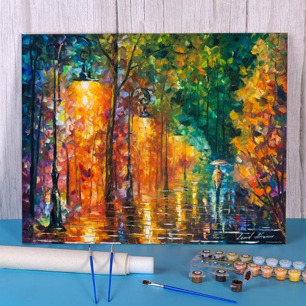 

paintings green night diy paint by numbers set acrylic paints 40*50 picture po handmade crafts adults handicraft