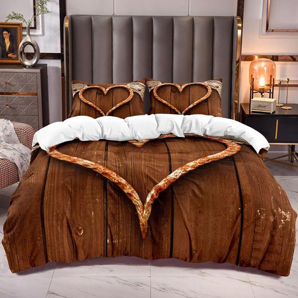 Bettwäsche-Sets, Bettbezug mit Liebesflügel-Muster, für Teenager und Erwachsene, Bettdecke mit Reißverschluss, Steppdecke aus Mikrofaser, weich