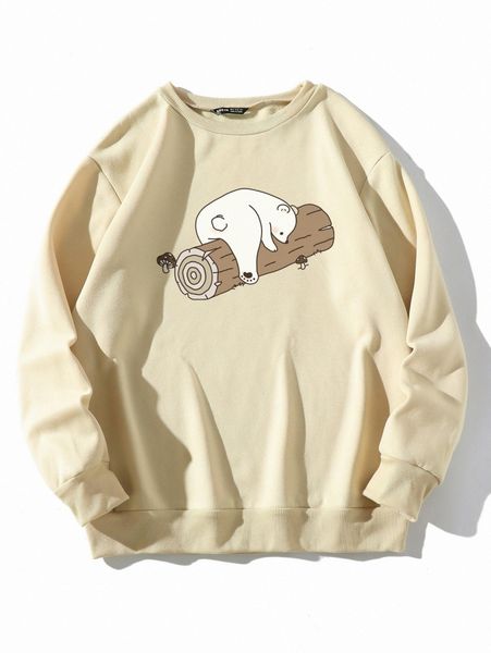 

cartoon print thermal lined sweatshirt p2wb#, White;black