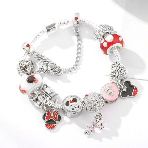 

cartoon style children's bracelet for pandora bracelet style series ladies jewelry pink glass beads bracelet, Black