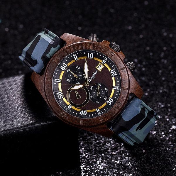 

wristwatches 2021 fashion quality direct selling watch camouflage silica gel waterproof quartz can be issued as a substitute, Slivery;brown